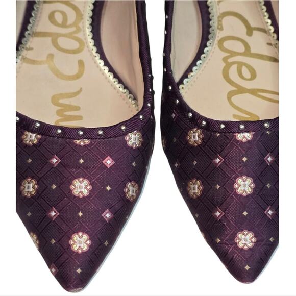 Sam Edelman Rivera Flat Wine PURPLE Jacquard Fabric Shoes size 8 - Picture 3 of 8